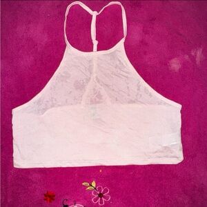Sheer Pink Halter Crop Top forever 21 workout tank size medium